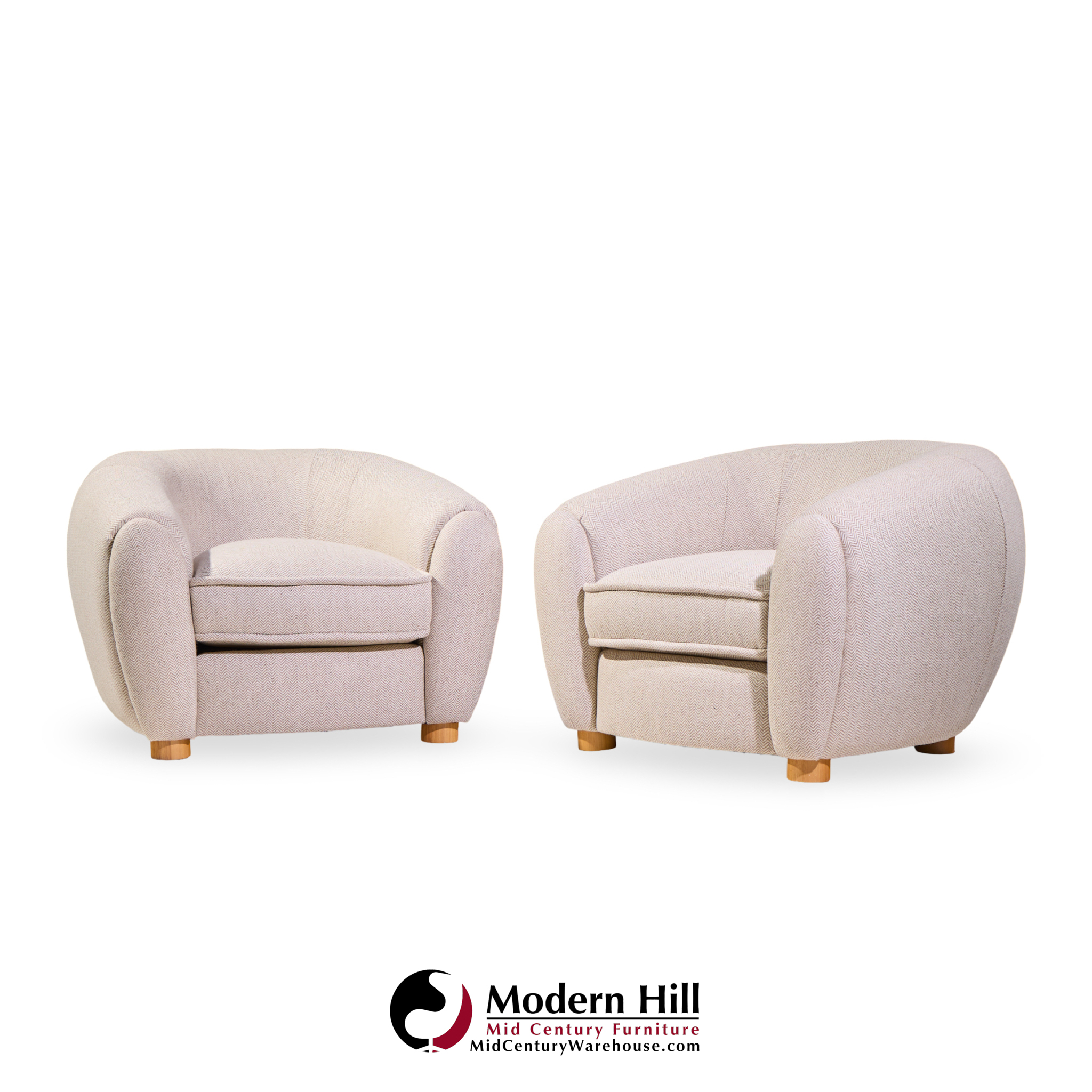 jean royère style mid century polar bear lounge chairs - pair