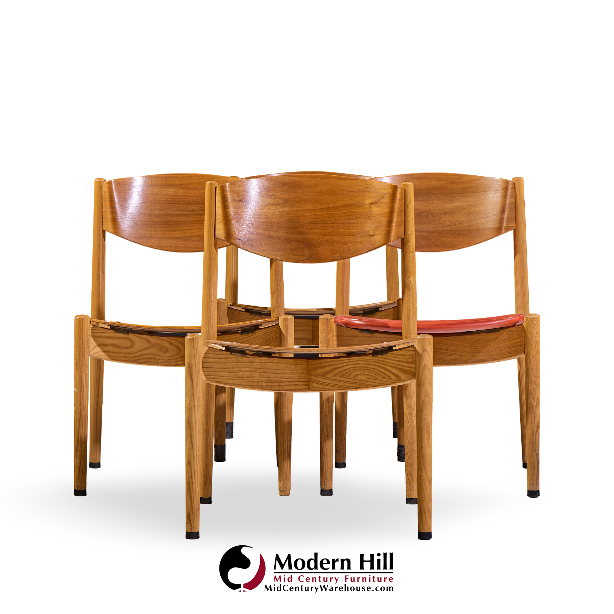 jens risom general purpose mid century walnut dining chair - set of 4