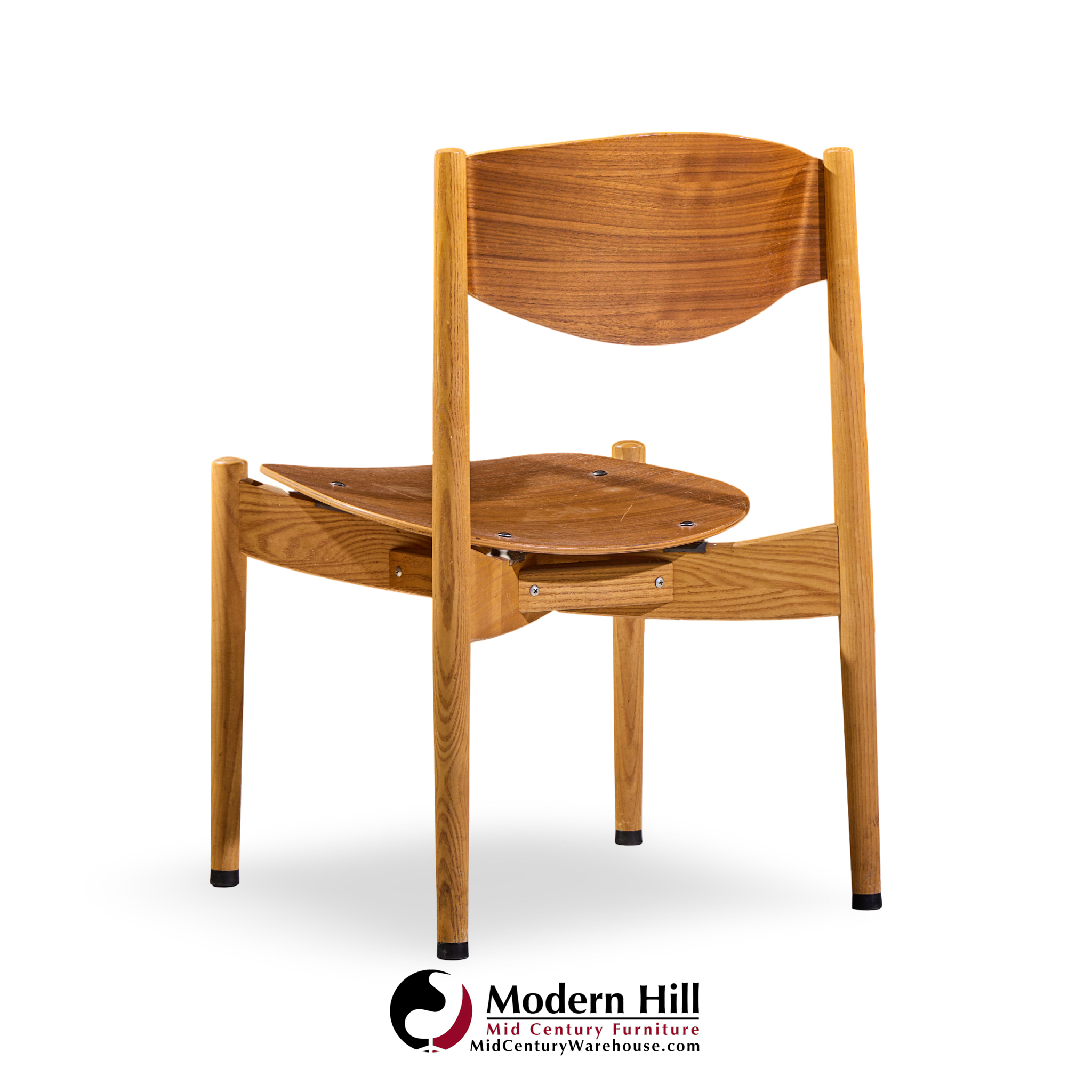 jens risom general purpose mid century walnut dining chair - set of 4