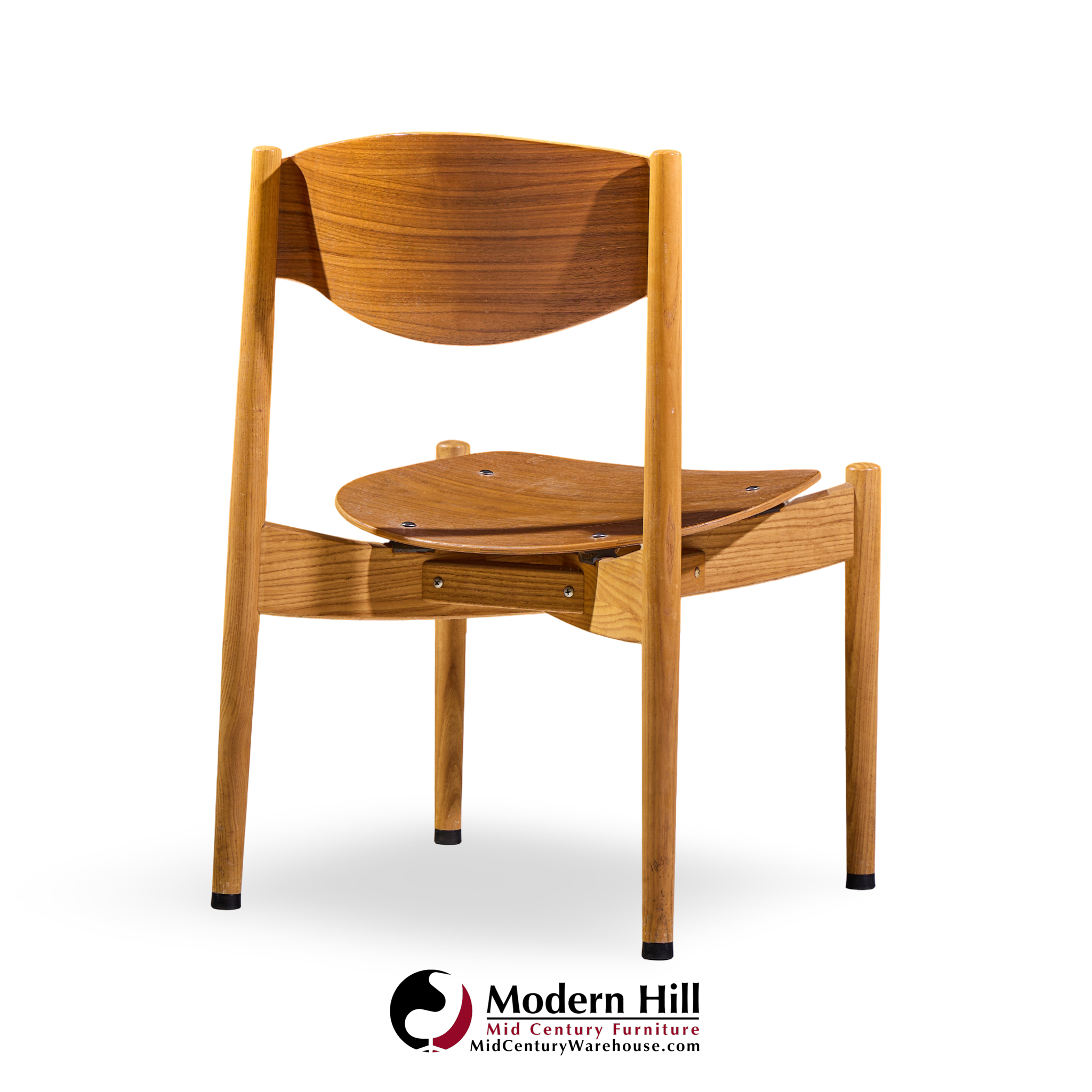 jens risom general purpose mid century walnut dining chair - set of 4