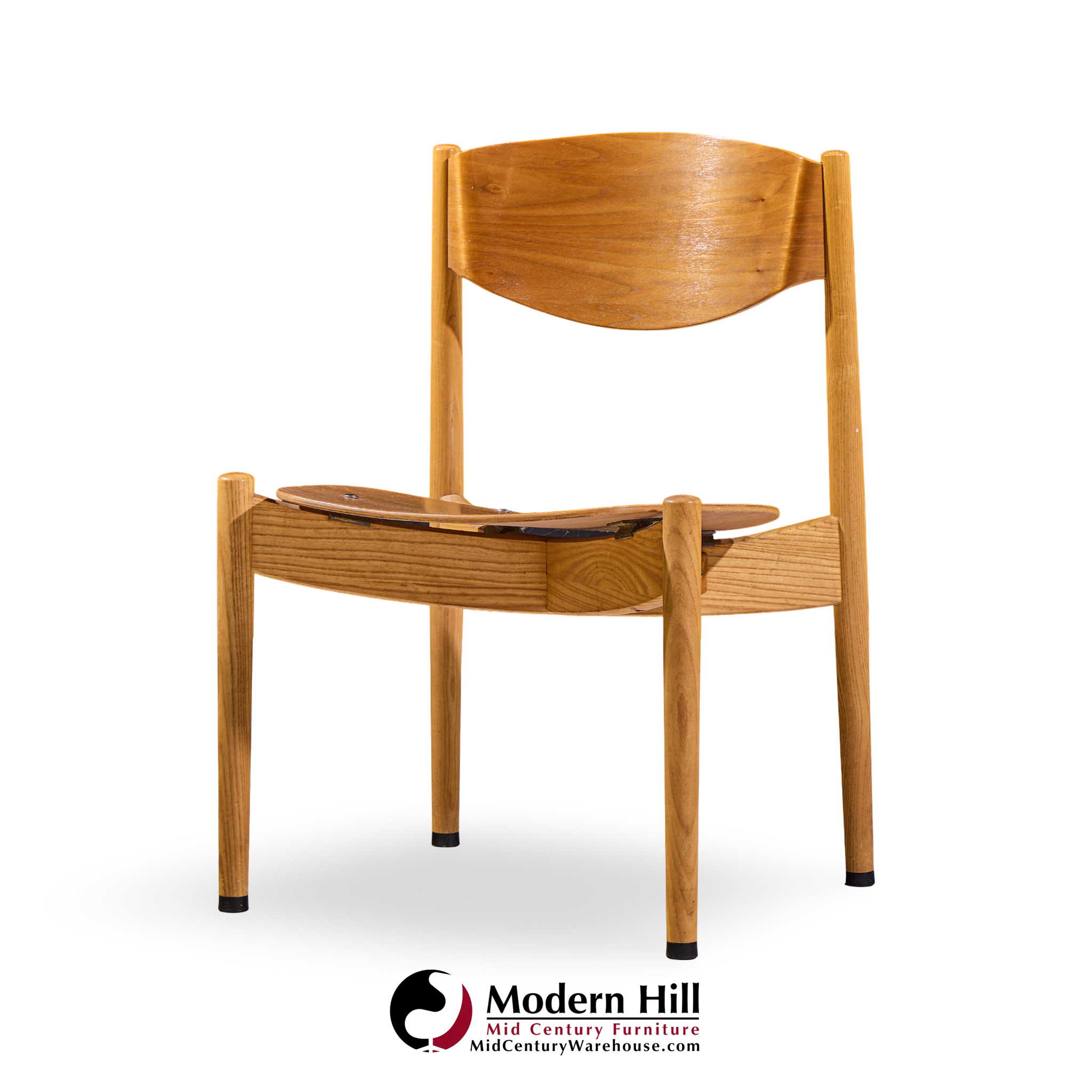 jens risom general purpose mid century walnut dining chair - set of 4