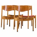 jens risom general purpose mid century walnut dining chair - set of 4