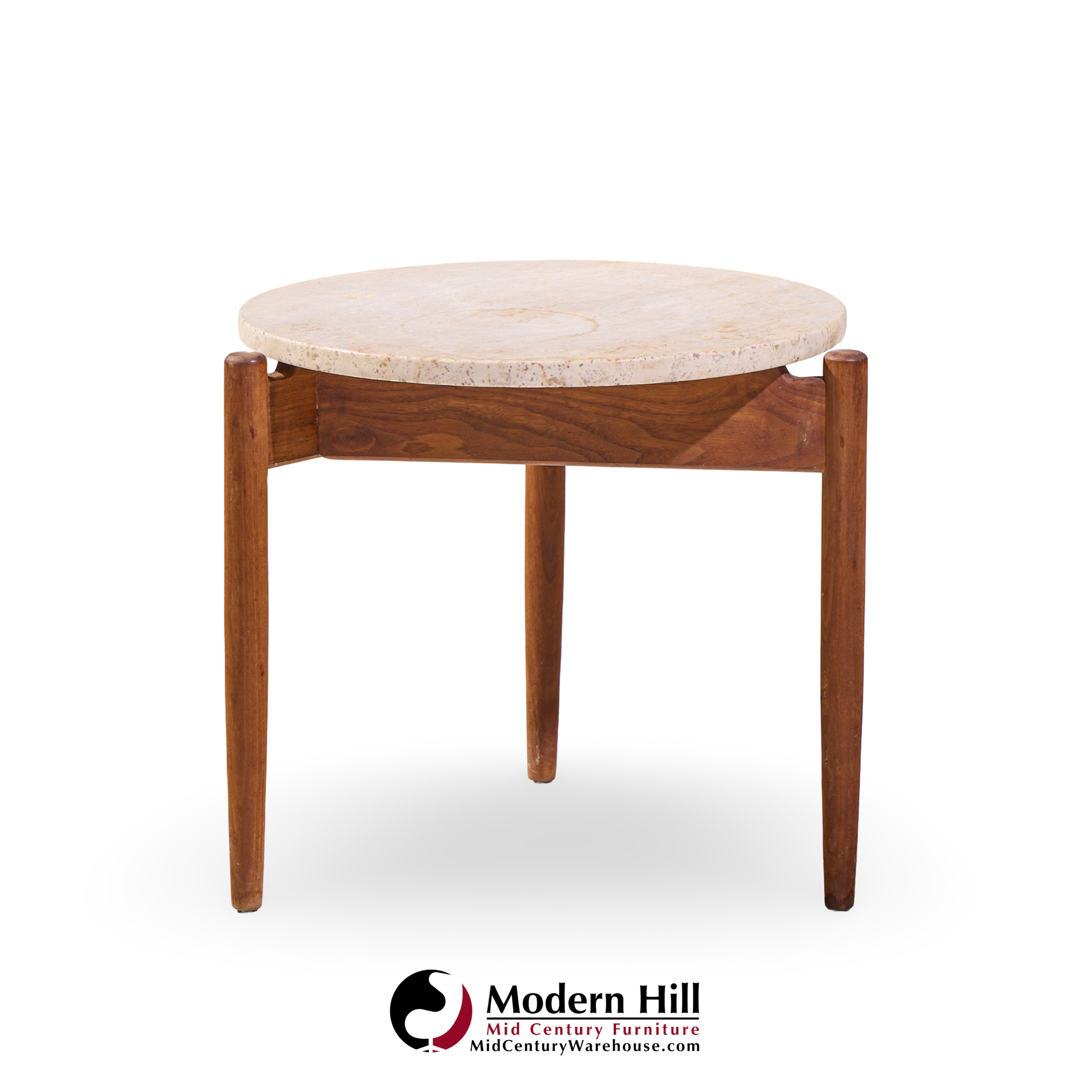 Jens Risom Mid Century Travertine Top Side End Table