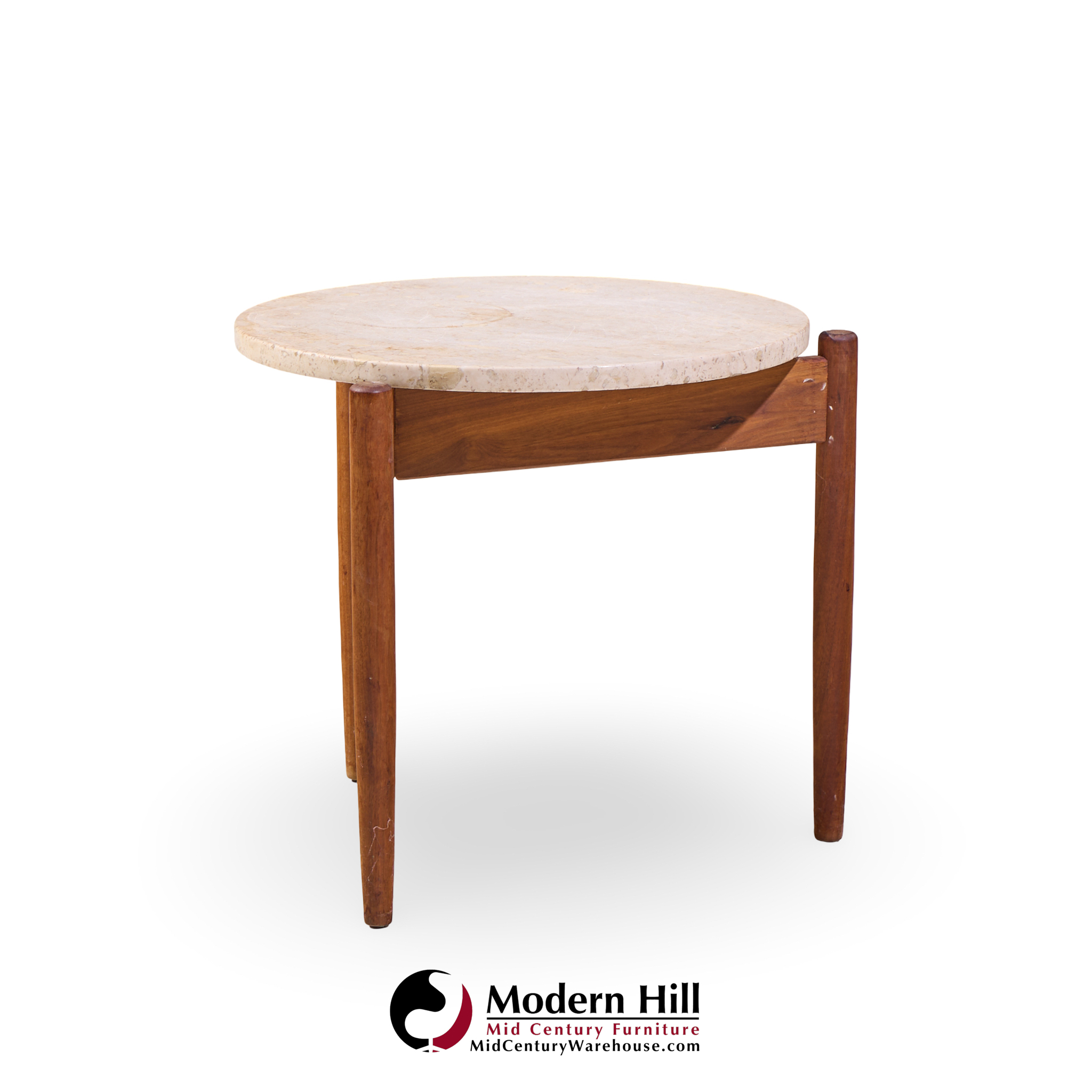 Jens Risom Mid Century Travertine Top Side End Table