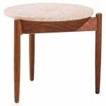 Jens Risom Mid Century Travertine Top Side End Table