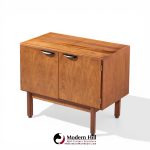 jens risom mid century walnut 2 door cabinet credenza