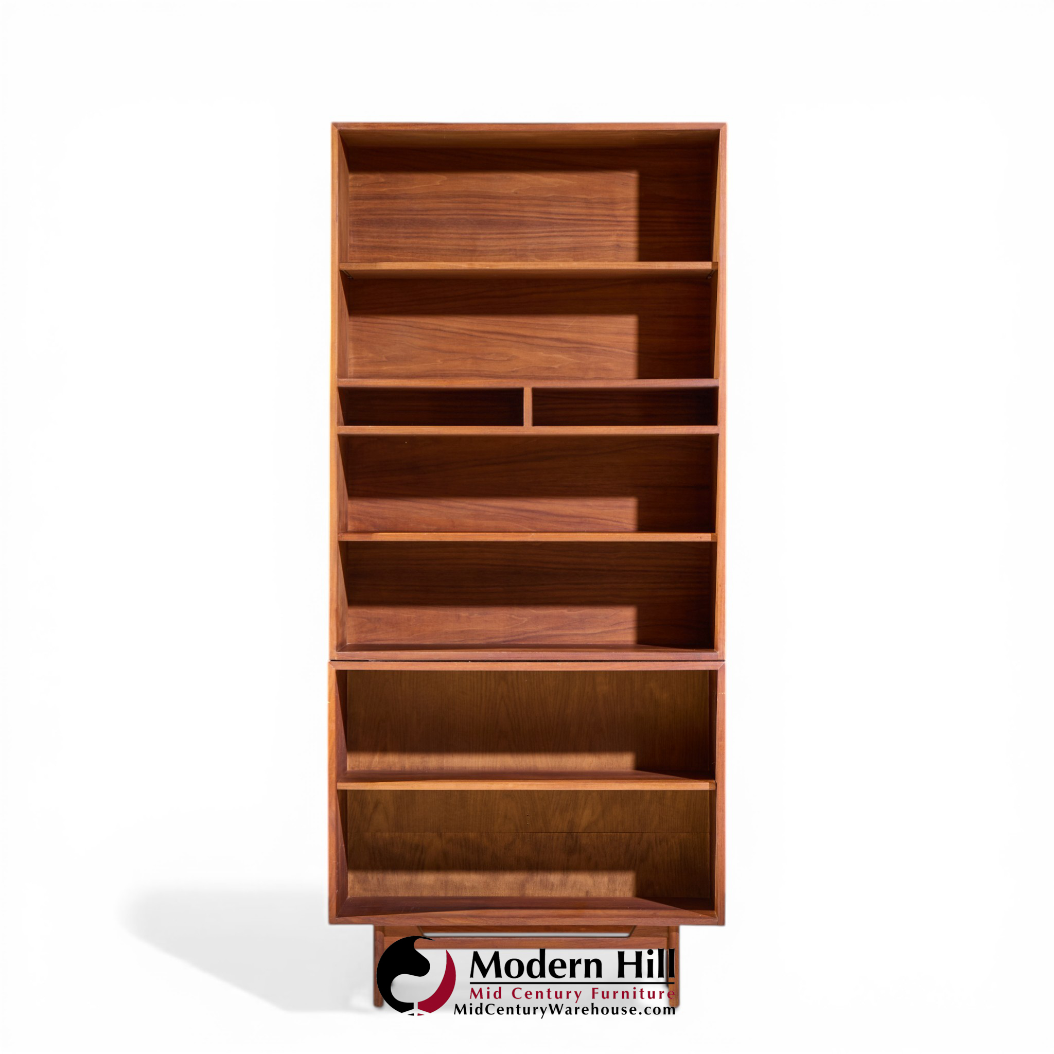 Jens Risom Mid Century Walnut 2-piece Bookcase