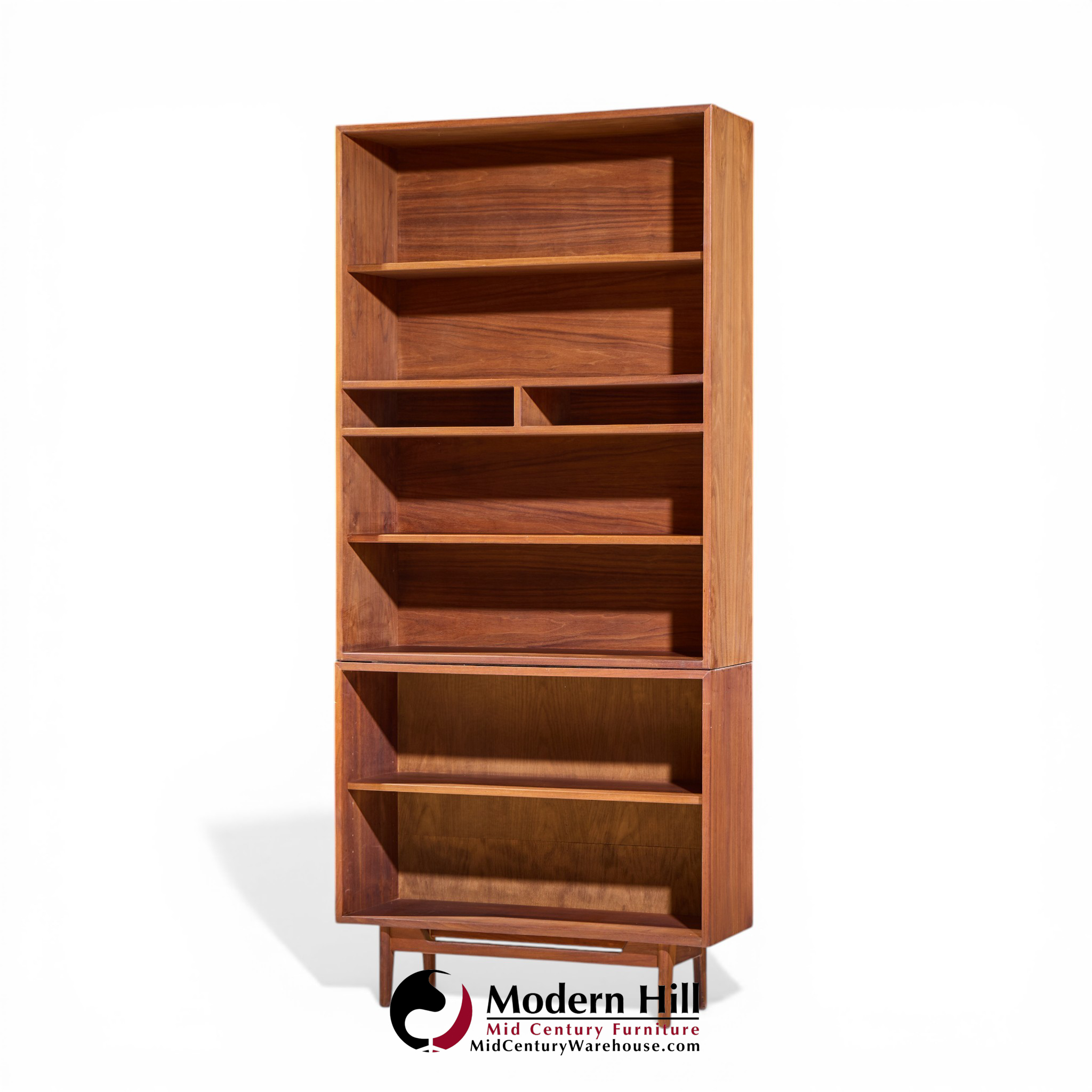 Jens Risom Mid Century Walnut 2-piece Bookcase