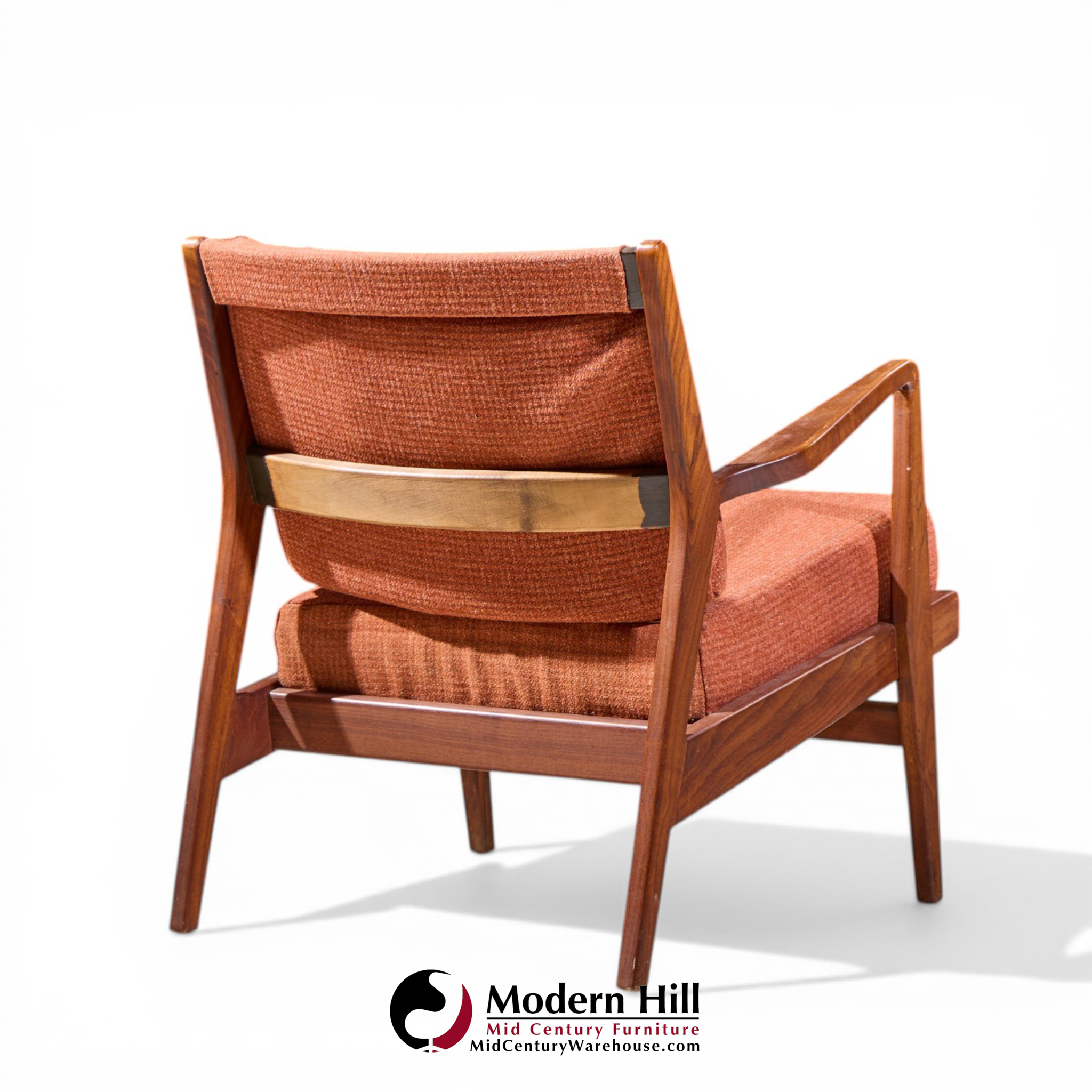 Jens Risom Mid Century Walnut Lounge Chairs - Pair