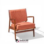 Jens Risom Mid Century Walnut Lounge Chairs - Pair