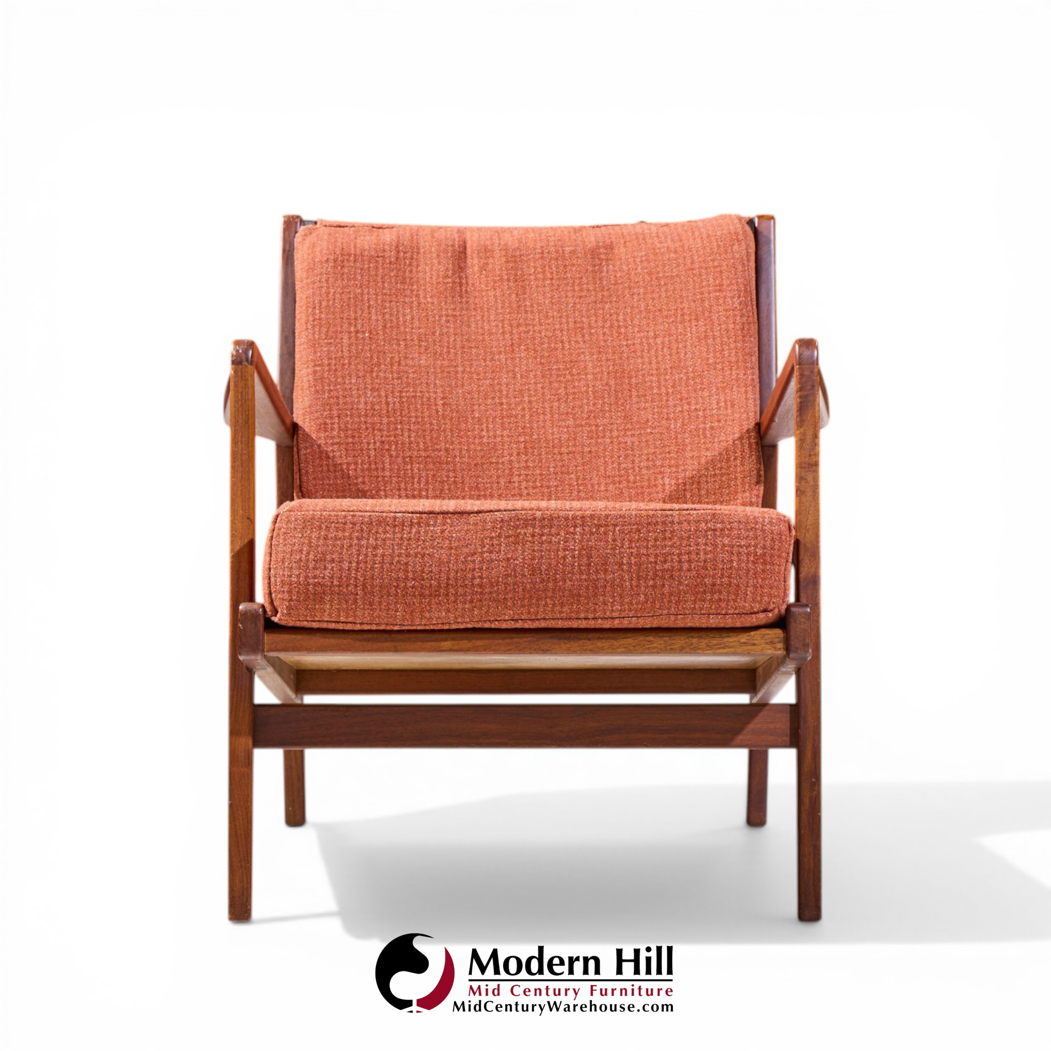 Jens Risom Mid Century Walnut Lounge Chairs - Pair