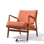 Jens Risom Mid Century Walnut Lounge Chairs - Pair