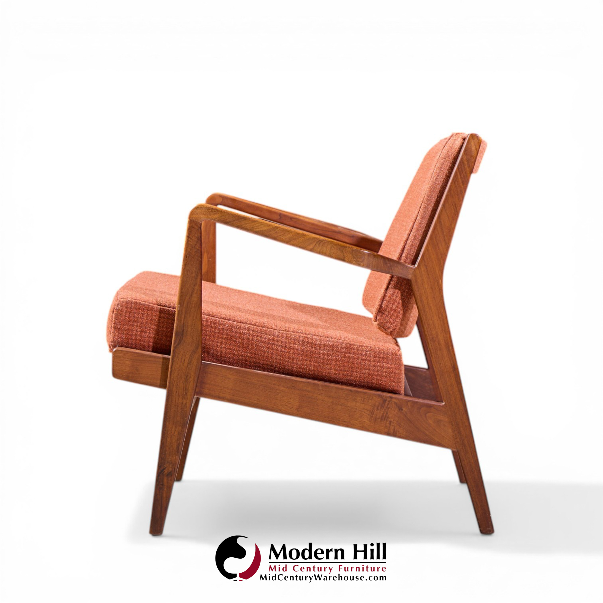 Jens Risom Mid Century Walnut Lounge Chairs - Pair