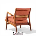 Jens Risom Mid Century Walnut Lounge Chairs - Pair