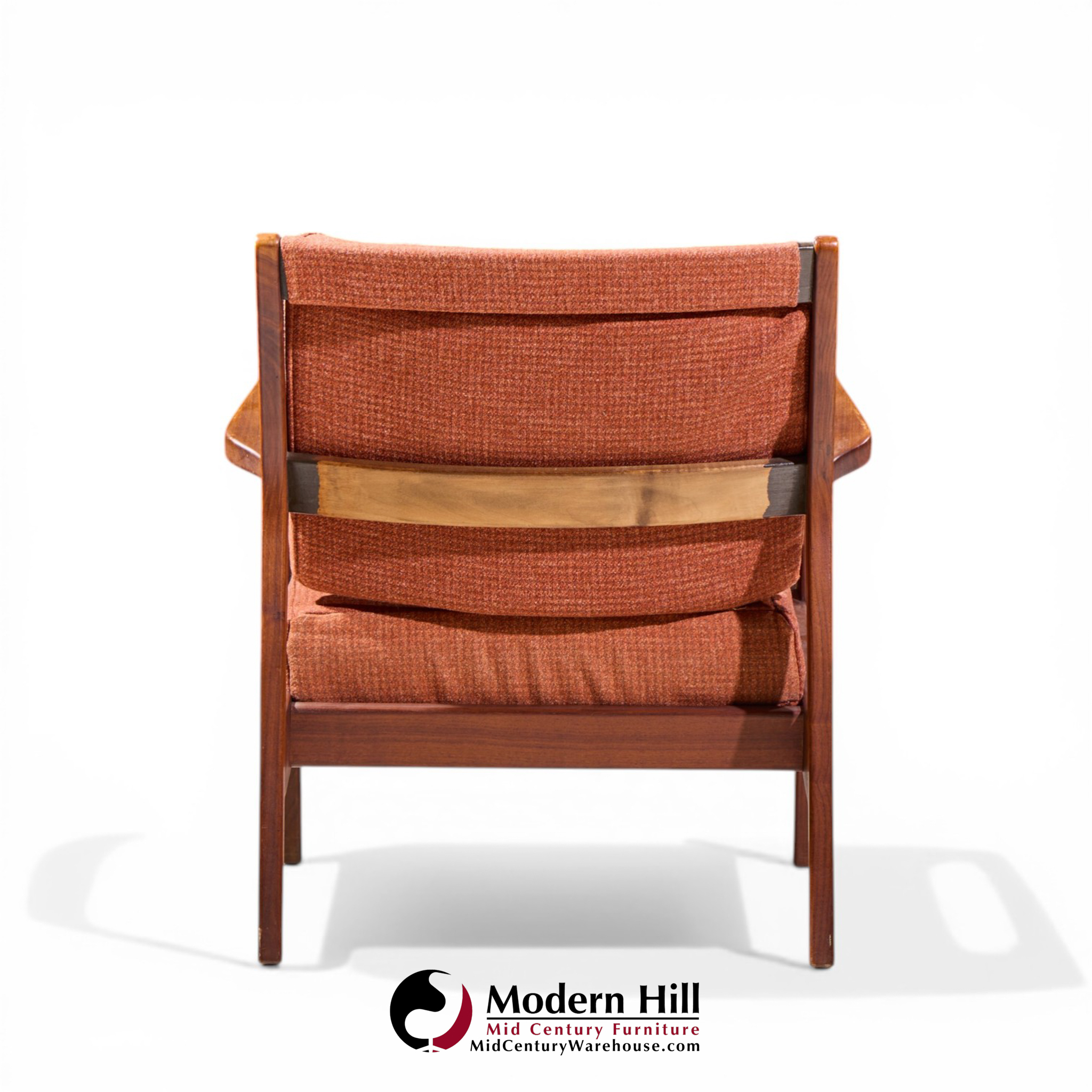 Jens Risom Mid Century Walnut Lounge Chairs - Pair