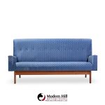 Jens Risom Mid Century Walnut Loveseat Sofa