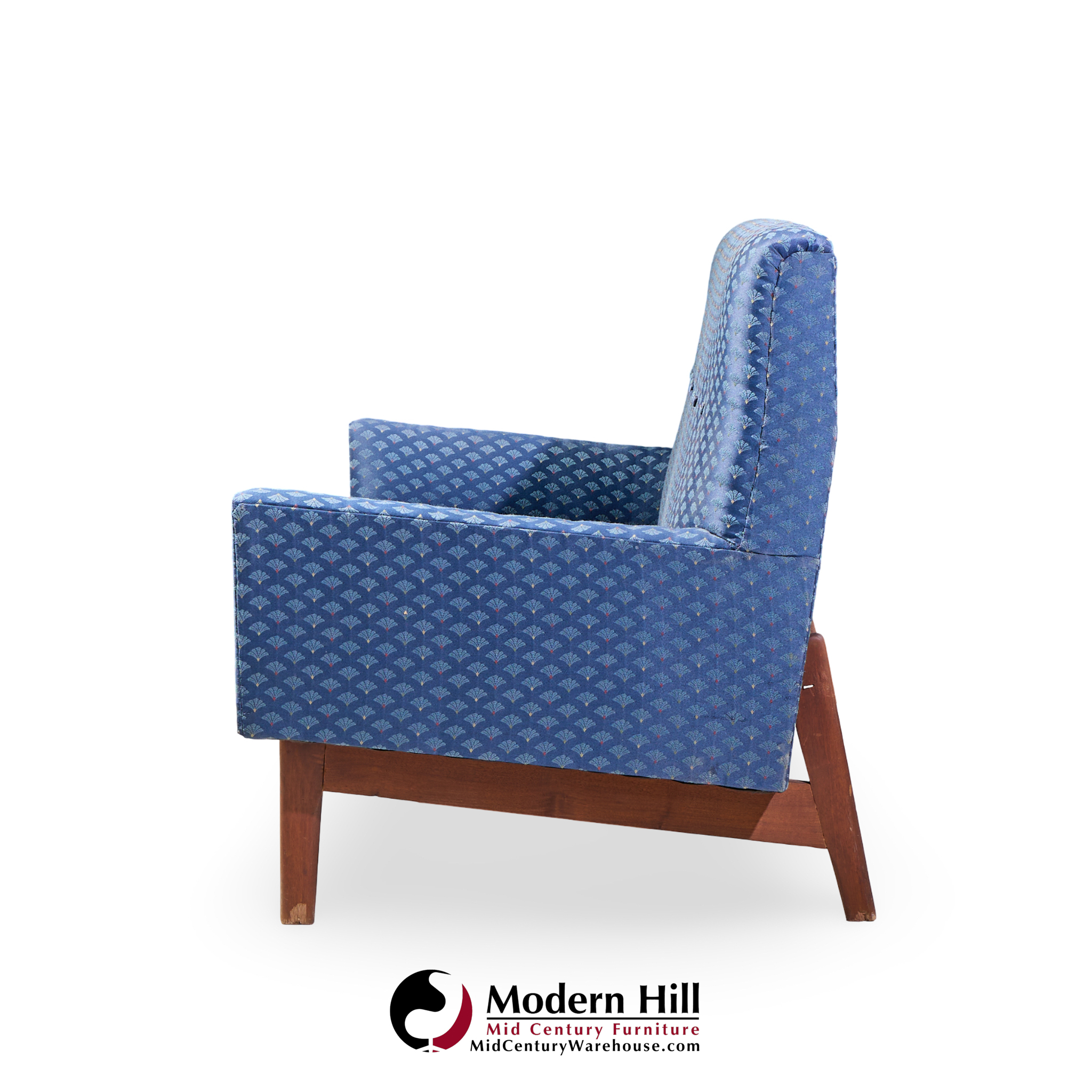 Jens Risom Mid Century Walnut Loveseat Sofa