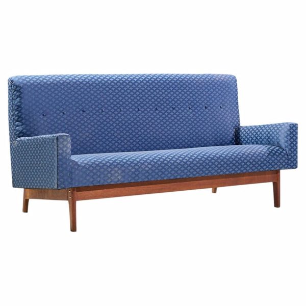 Jens Risom Mid Century Walnut Loveseat Sofa