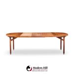 jens risom mid century walnut round expanding dining table with 3 leaves
