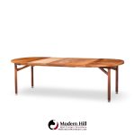 jens risom mid century walnut round expanding dining table with 3 leaves