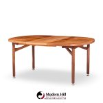 jens risom mid century walnut round expanding dining table with 3 leaves