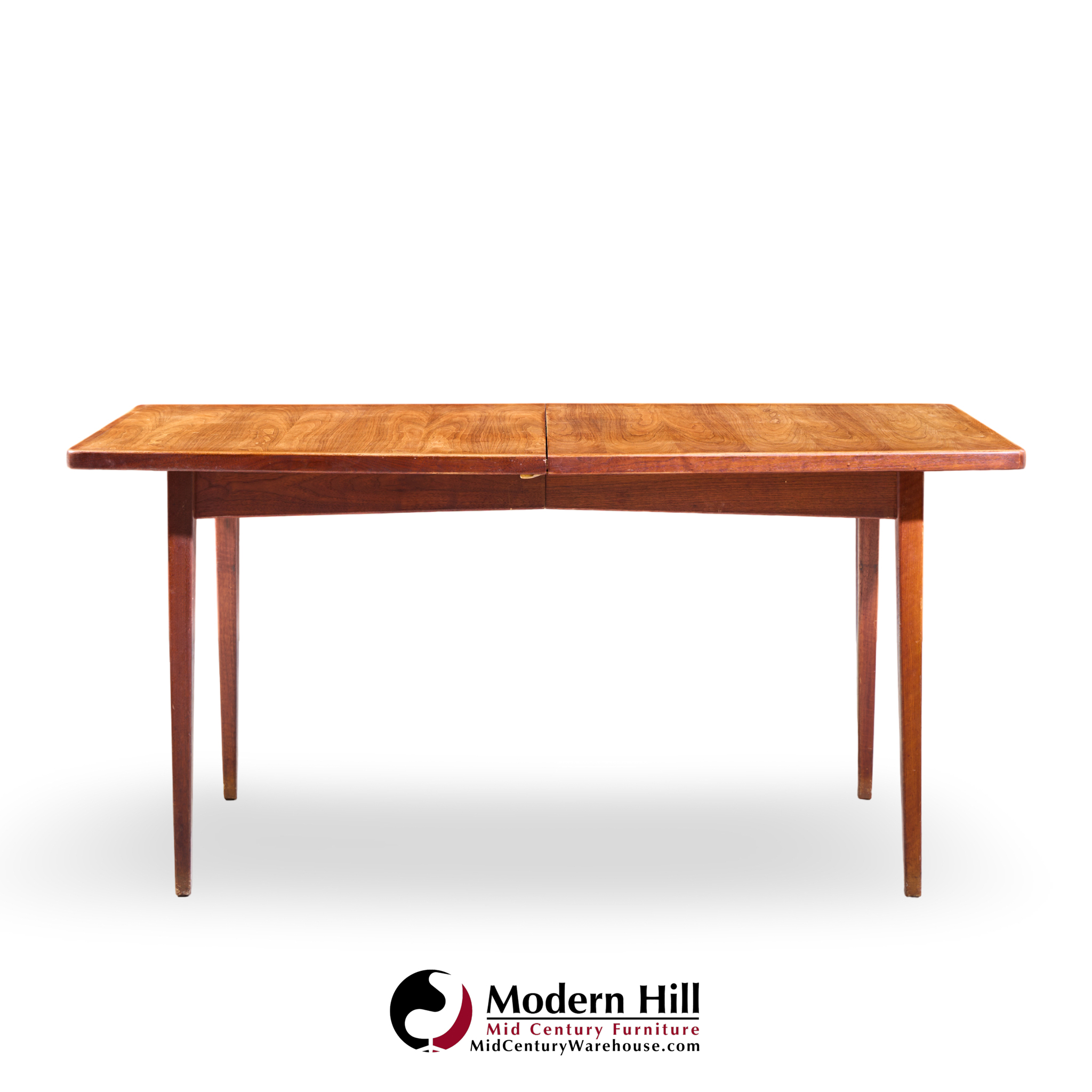 jens risom mid century walnut surfboard expanding dining table with 2 leaves
