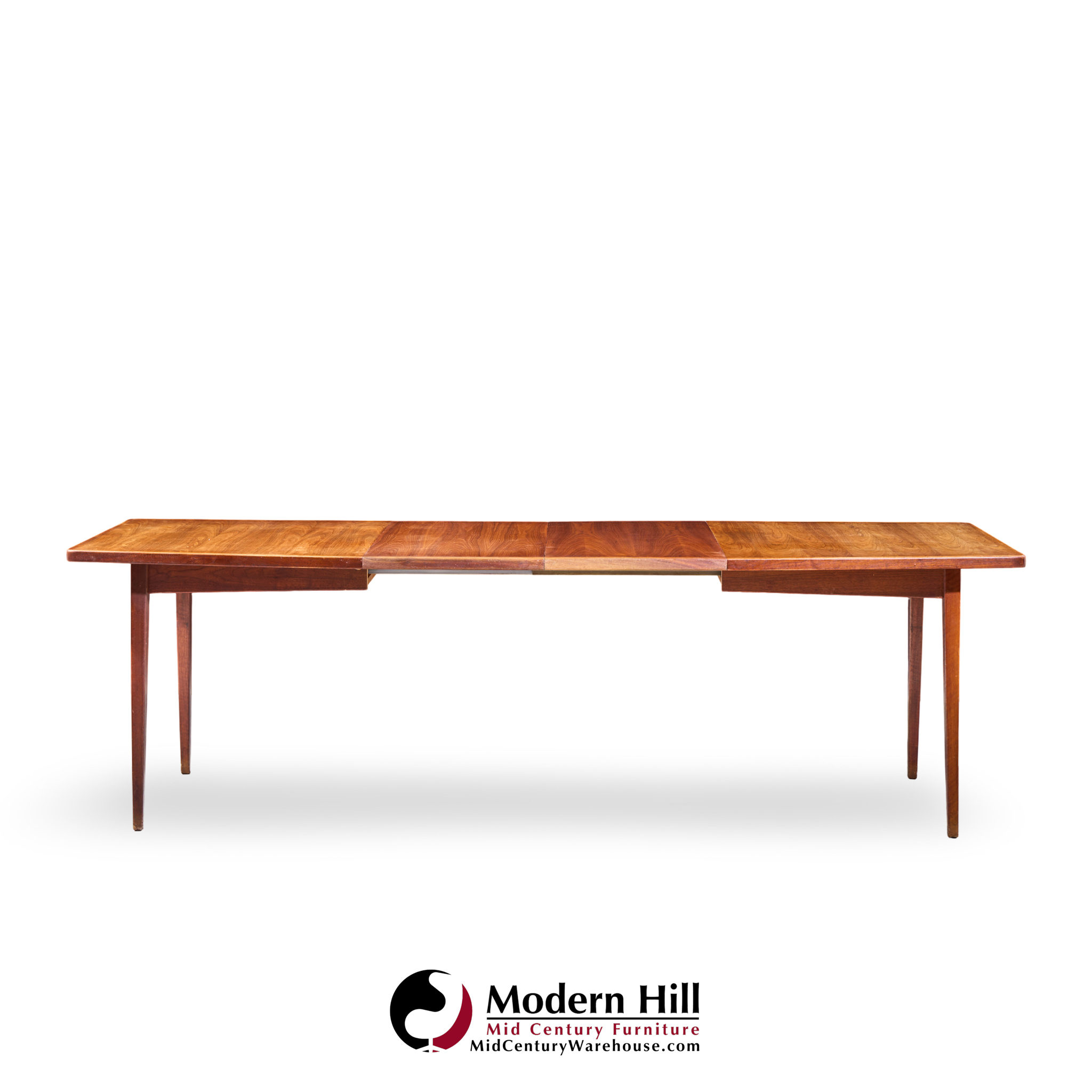 jens risom mid century walnut surfboard expanding dining table with 2 leaves