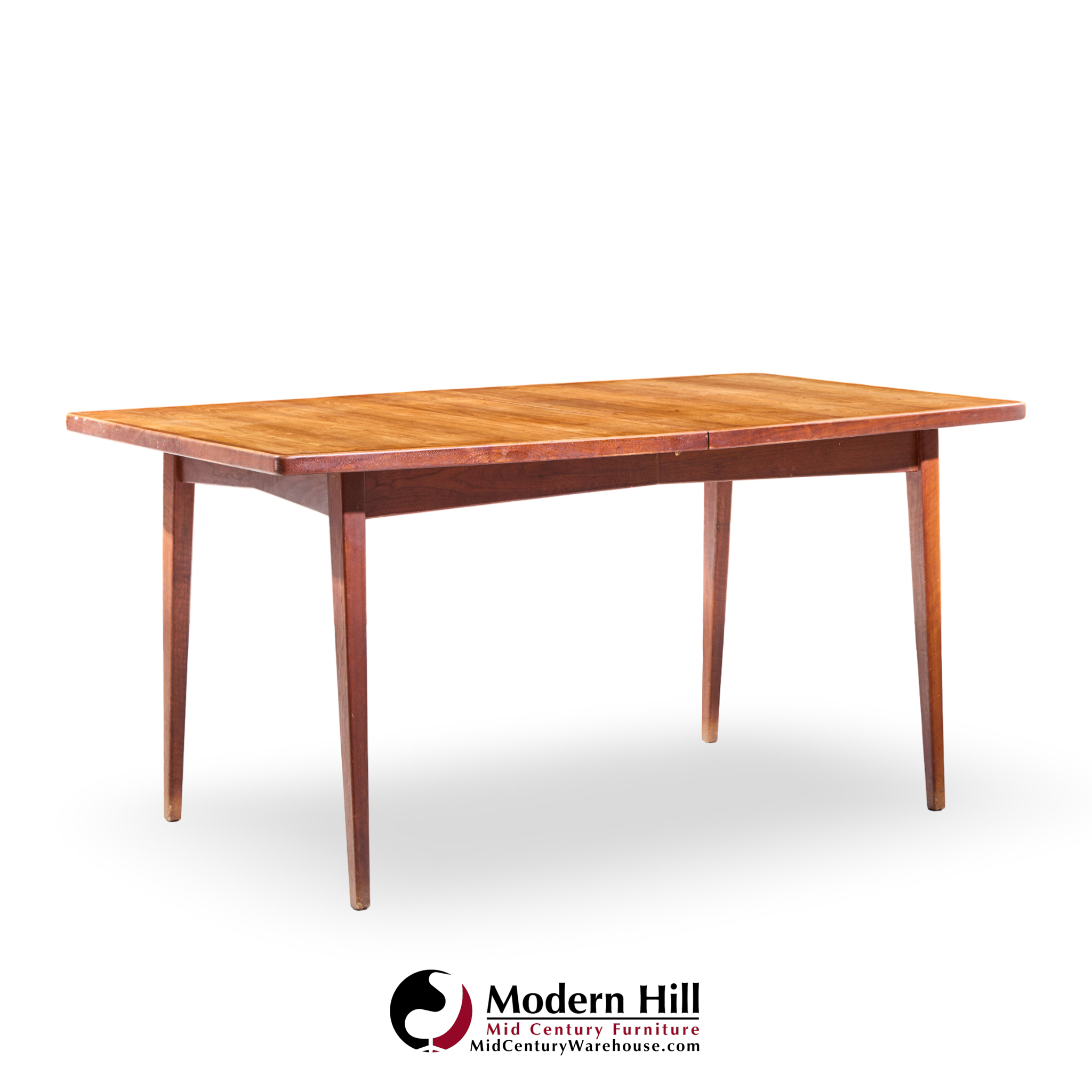 jens risom mid century walnut surfboard expanding dining table with 2 leaves