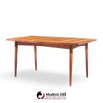 jens risom mid century walnut surfboard expanding dining table with 2 leaves