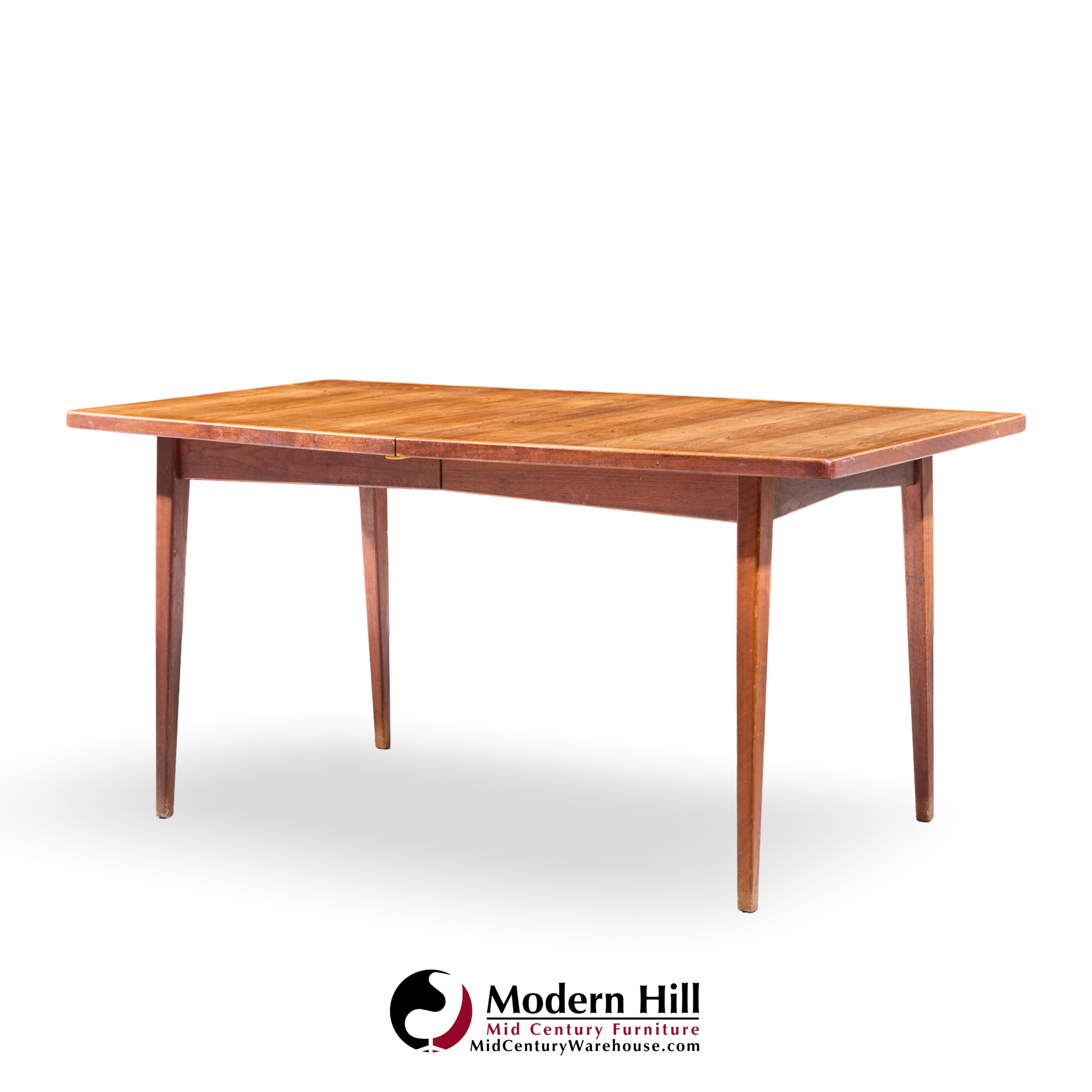 jens risom mid century walnut surfboard expanding dining table with 2 leaves