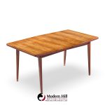 jens risom mid century walnut surfboard expanding dining table with 2 leaves