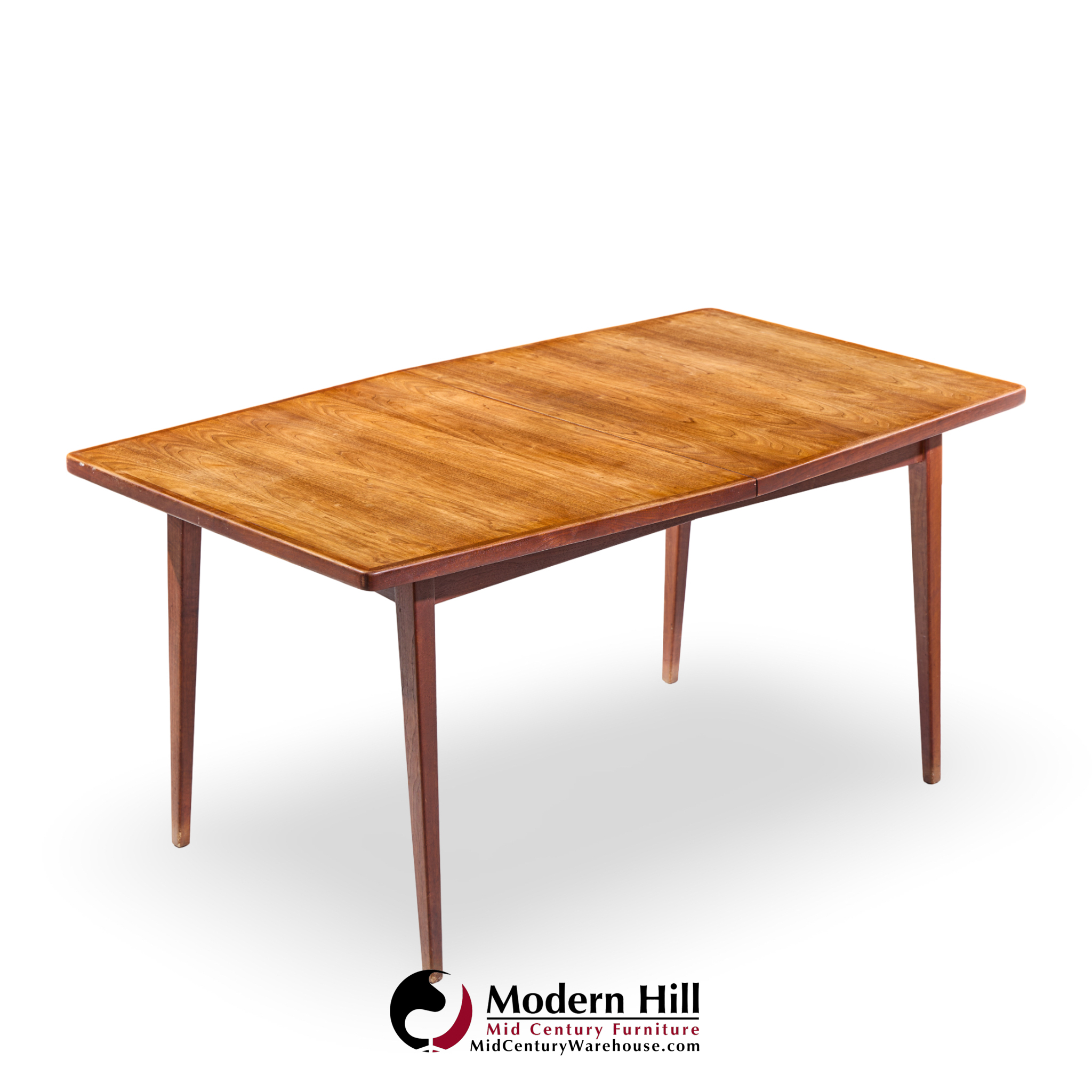 jens risom mid century walnut surfboard expanding dining table with 2 leaves
