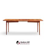 jens risom mid century walnut surfboard expanding dining table with 2 leaves