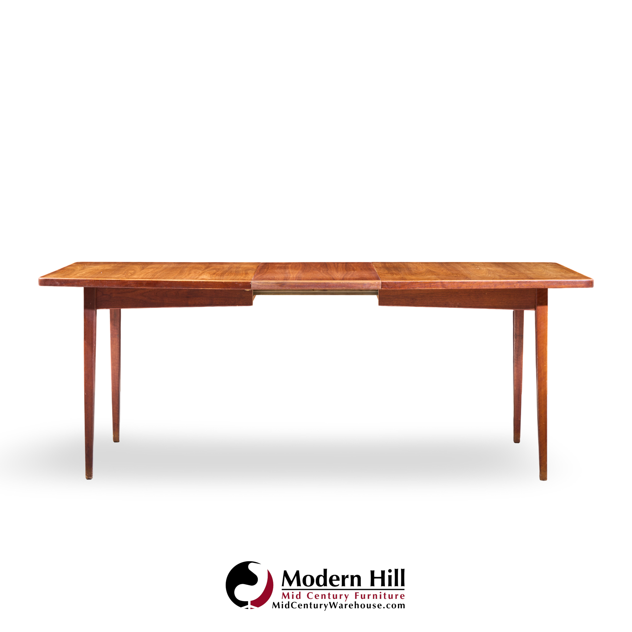 jens risom mid century walnut surfboard expanding dining table with 2 leaves
