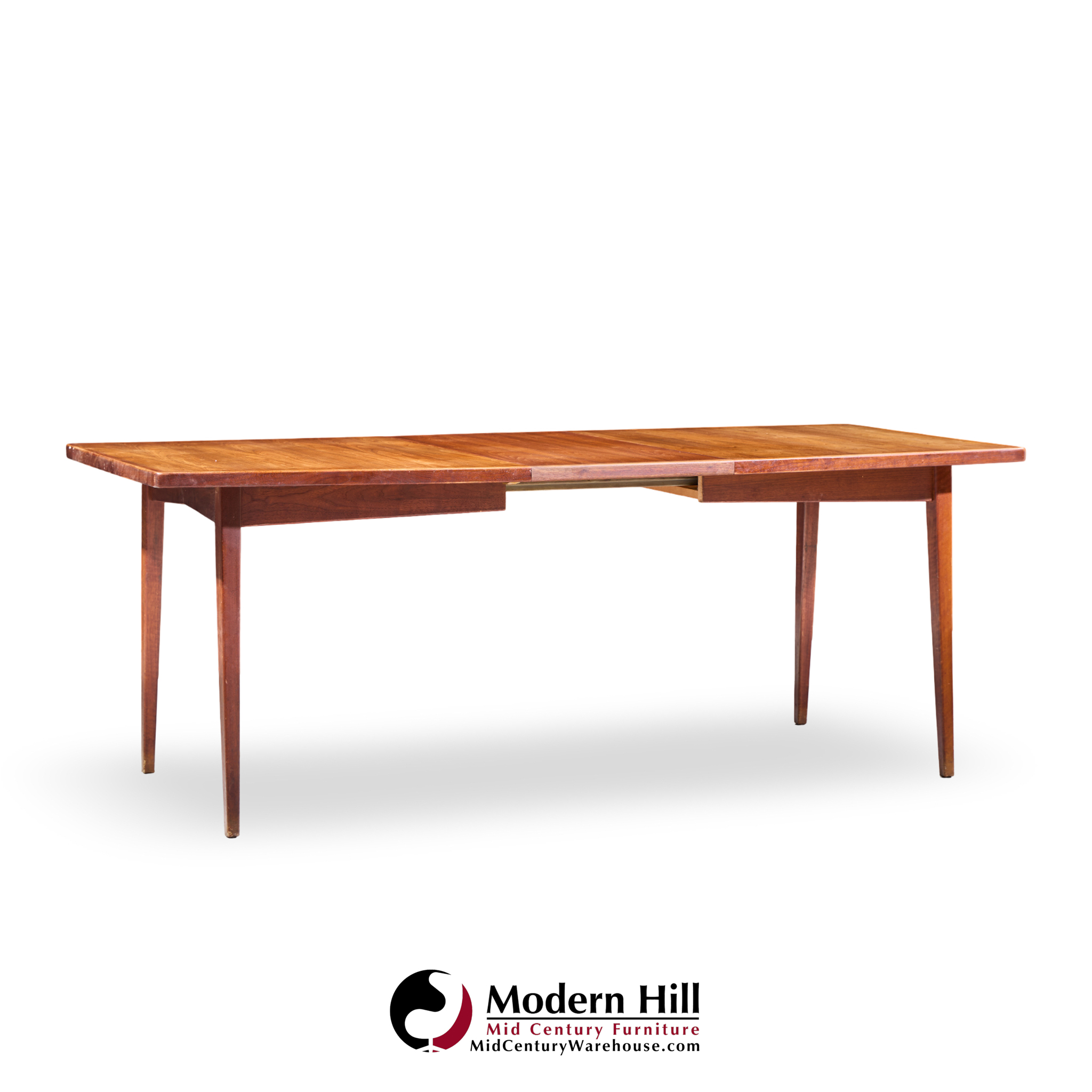 jens risom mid century walnut surfboard expanding dining table with 2 leaves