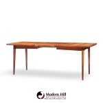 jens risom mid century walnut surfboard expanding dining table with 2 leaves