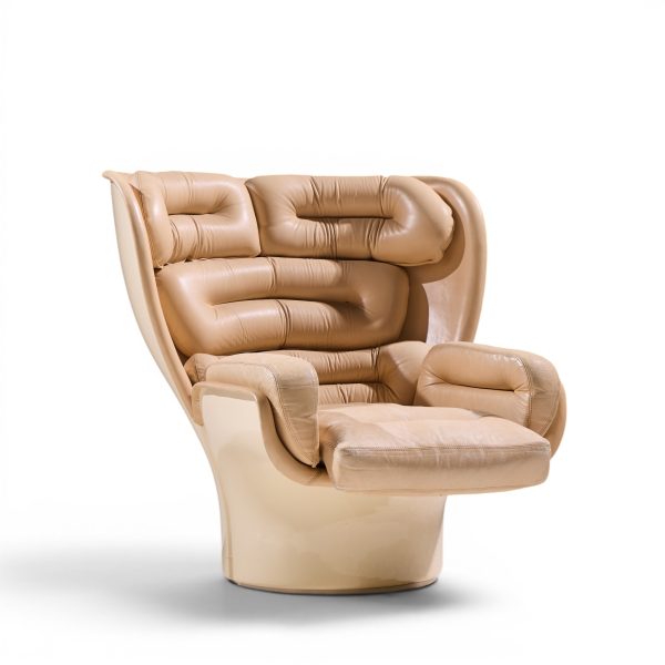 Joe Colombo for Comfort Model 1005 Mid Century Fiberglass and Leather Elda Lounge Chair