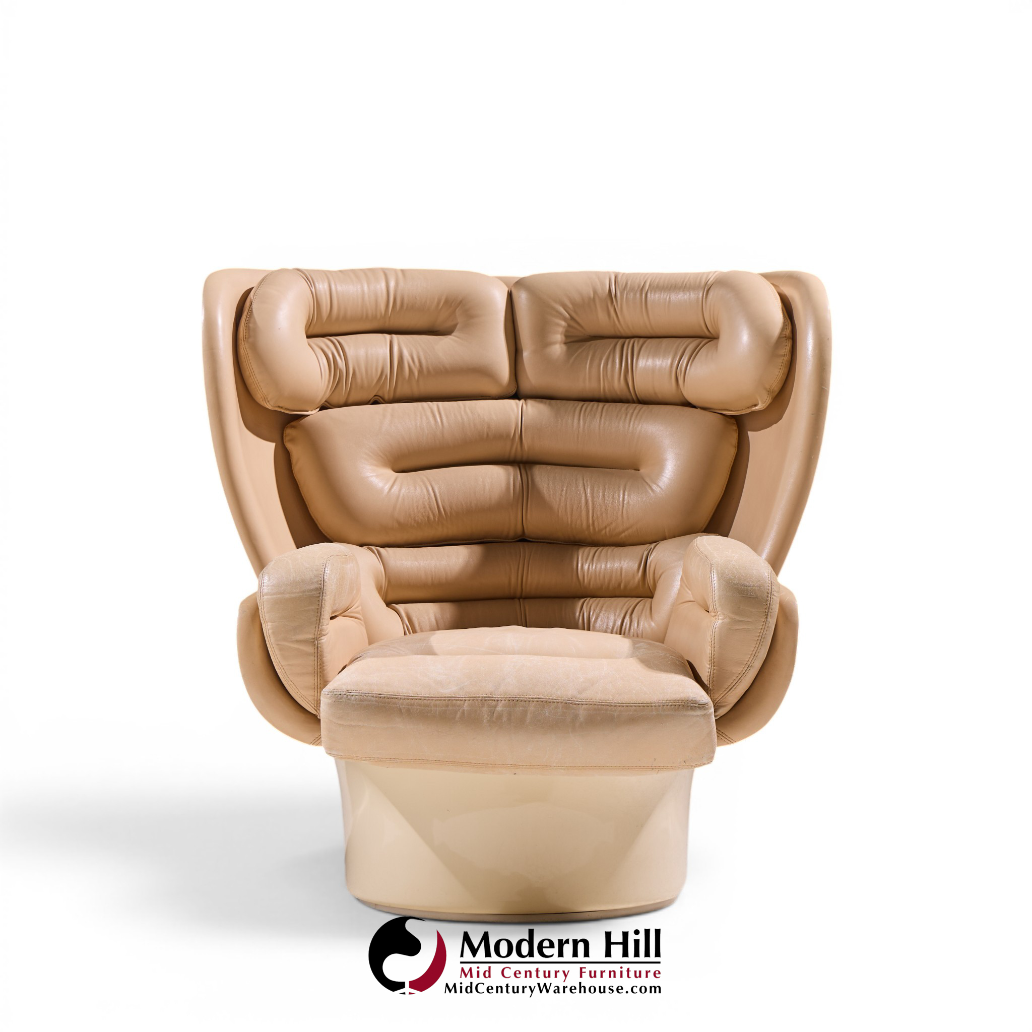 Joe Colombo for Comfort Model 1005 Mid Century Fiberglass and Leather Elda Lounge Chair