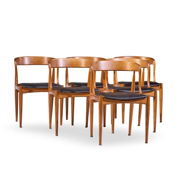 Johannes Andersen for Uldum Møbelfabrik Mid Century Danish Teak Dining Chairs - Set of 6