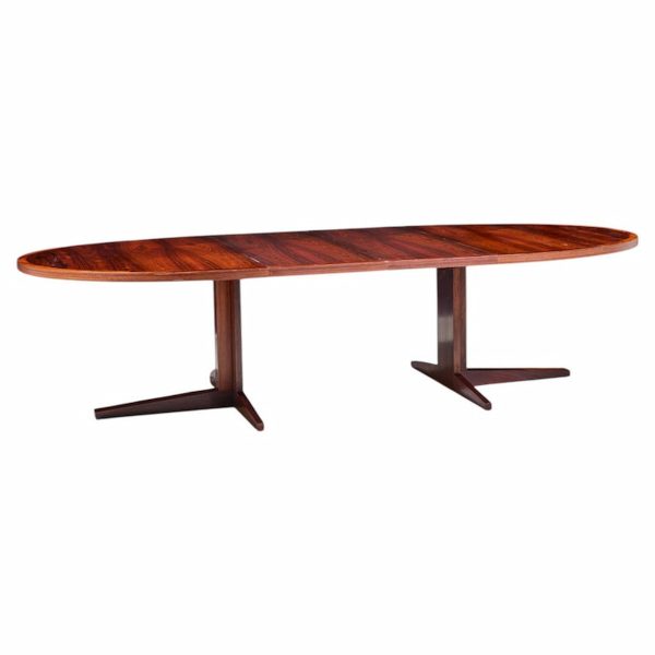 John Mortensen for Heltborg Møbler Mid Century Danish Rosewood Expanding Dining Table with 2 Leaves