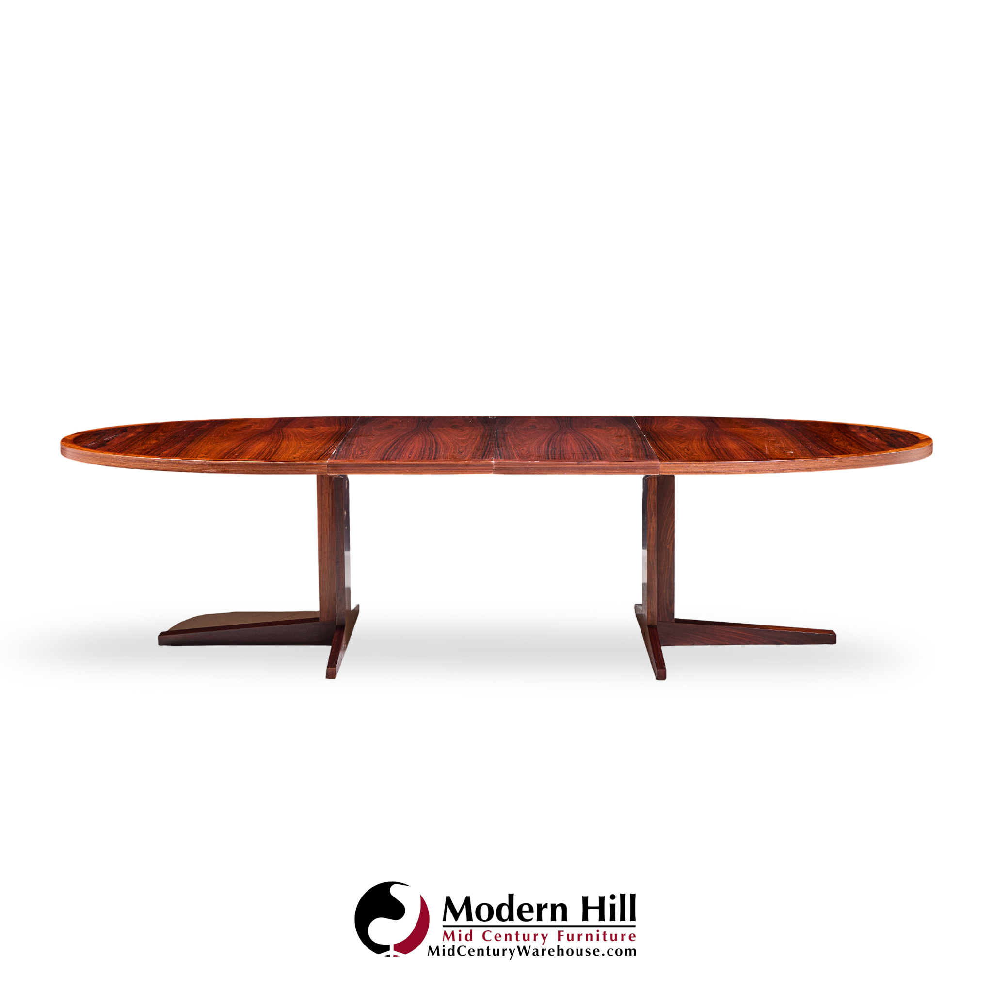 John Mortensen for Heltborg Møbler Mid Century Danish Rosewood Expanding Dining Table with 2 Leaves