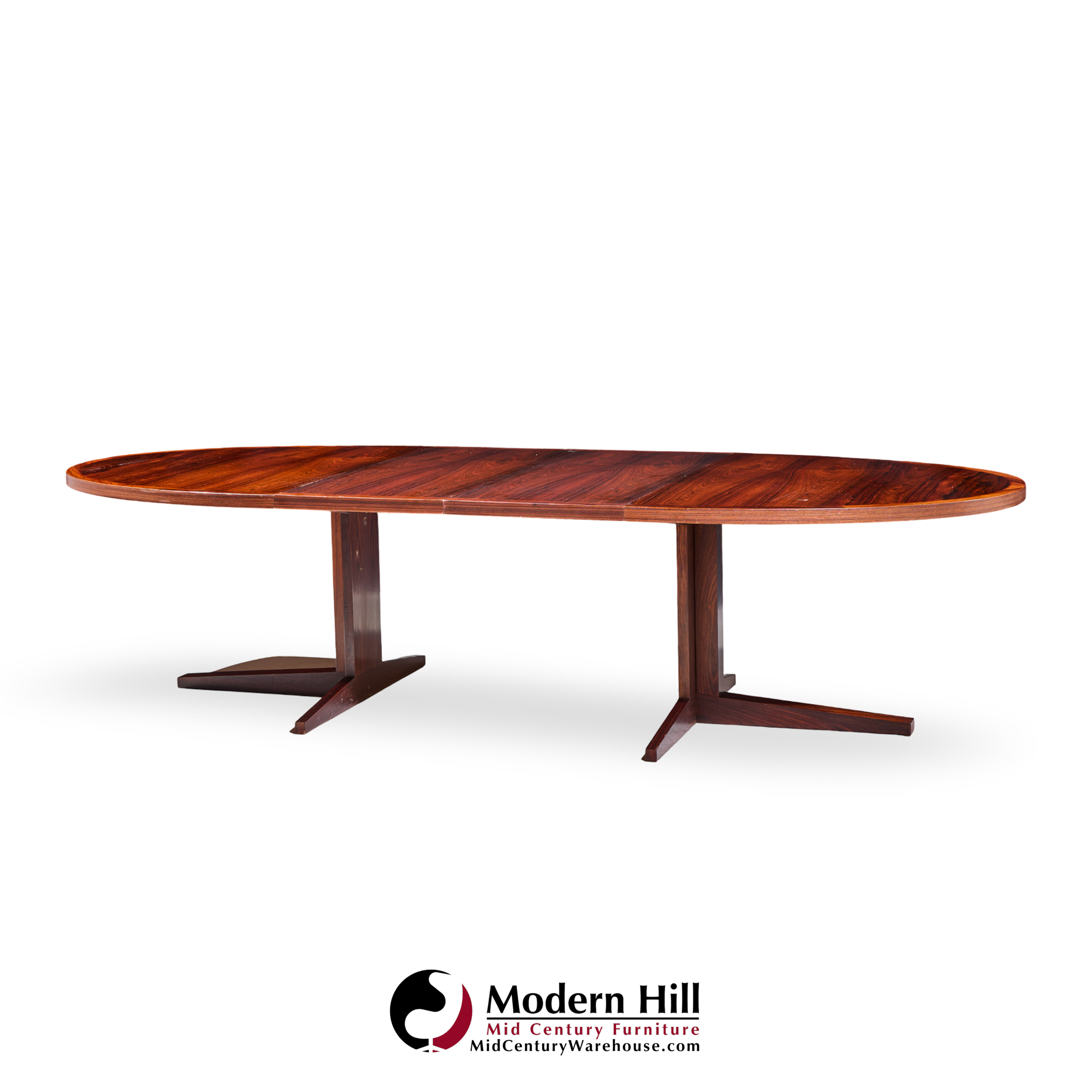 John Mortensen for Heltborg Møbler Mid Century Danish Rosewood Expanding Dining Table with 2 Leaves