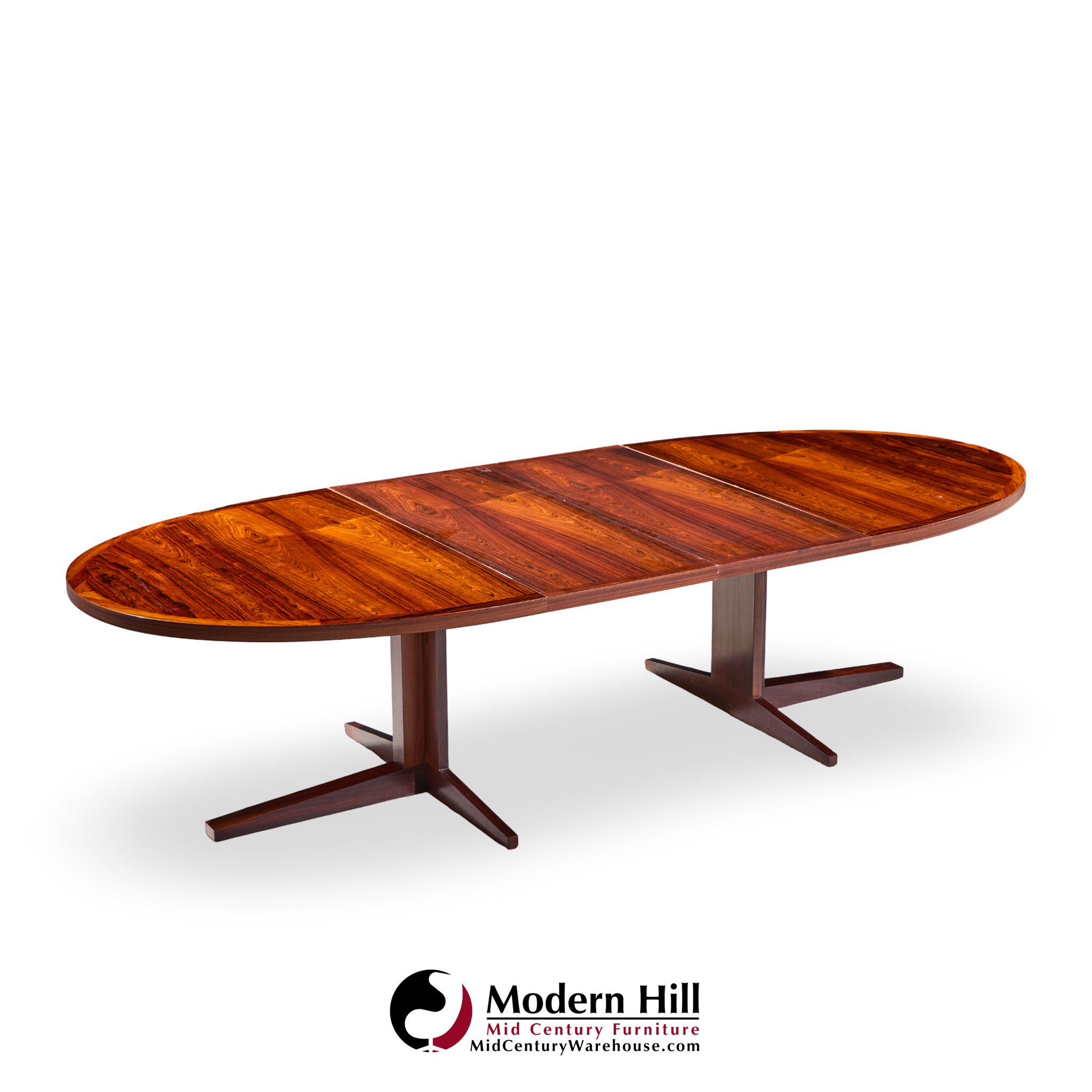 John Mortensen for Heltborg Møbler Mid Century Danish Rosewood Expanding Dining Table with 2 Leaves