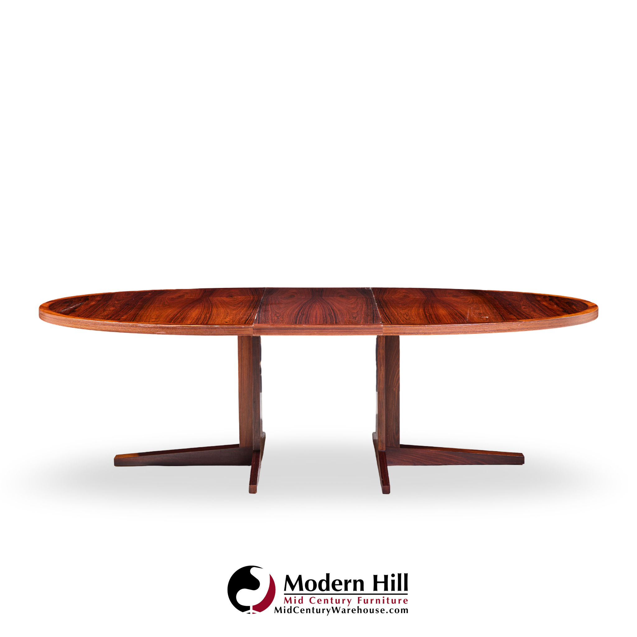 John Mortensen for Heltborg Møbler Mid Century Danish Rosewood Expanding Dining Table with 2 Leaves