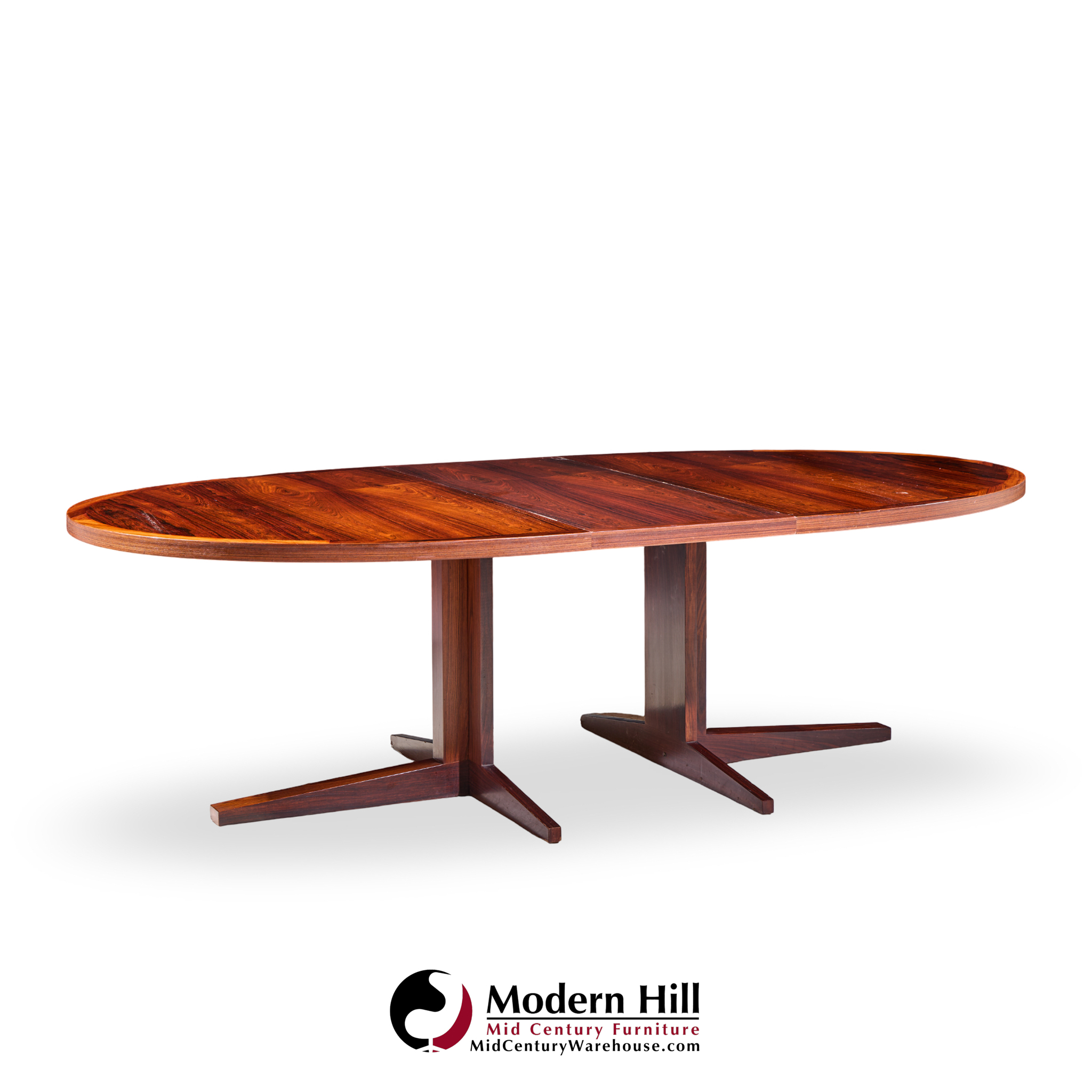 John Mortensen for Heltborg Møbler Mid Century Danish Rosewood Expanding Dining Table with 2 Leaves