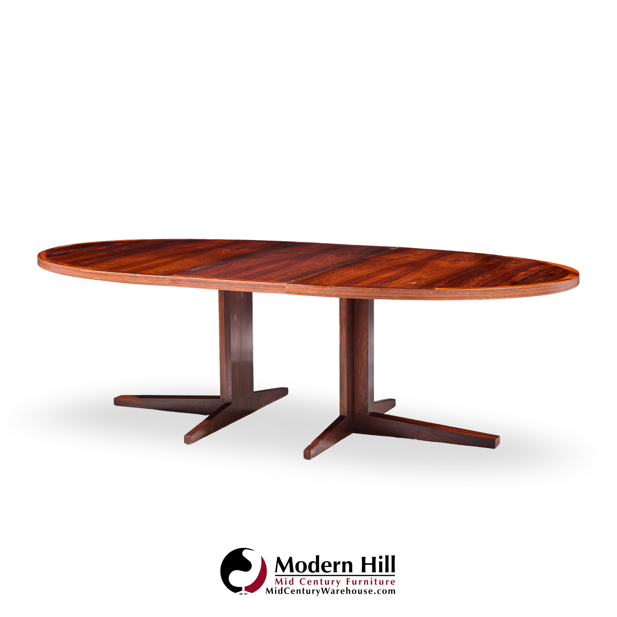 John Mortensen for Heltborg Møbler Mid Century Danish Rosewood Expanding Dining Table with 2 Leaves