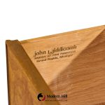 John Widdicomb Campaign Mid Century Burlwood and Brass Lowboy Dresser