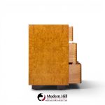 John Widdicomb Campaign Mid Century Burlwood and Brass Lowboy Dresser