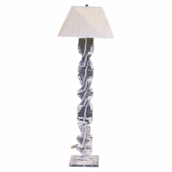Karl Springer Style Mid Century Stacked Lucite Helix Floor Lamp
