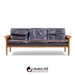Knut Sæter for Vatne Møbler Mid Century Norwegian Teak and Leather Loveseat Sofa